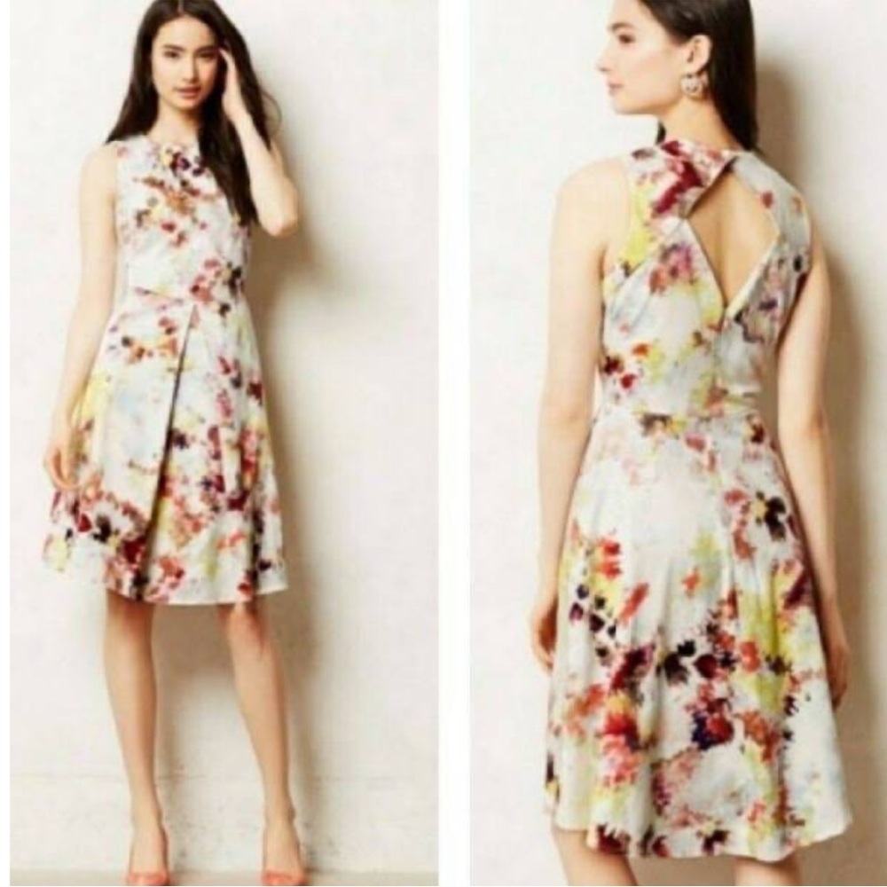 Hunter Bell New York watercolor fit and flare dress Sz 6
